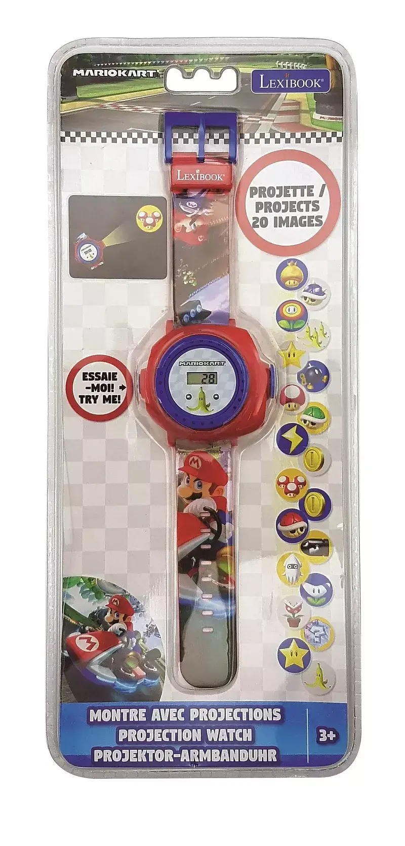Zegarek projektor mario kart z 20 obrazami do wyświetlenia dmw050ni