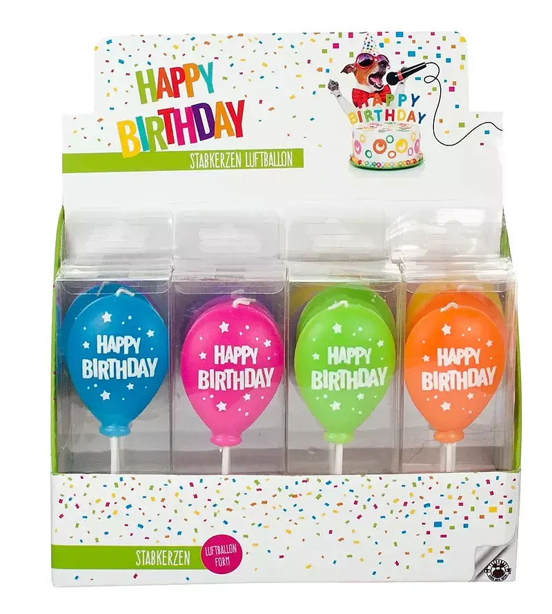 Świeczka balon birthday fun 1szt mix kolorów