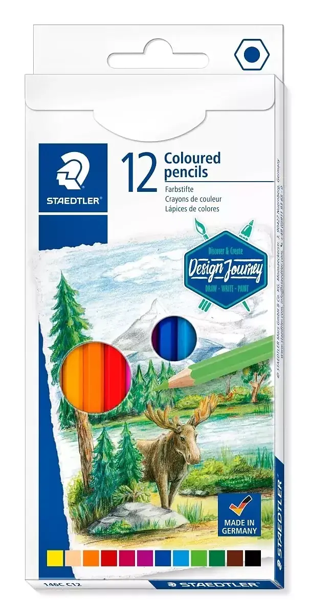 Kredki sześciokątne design journey 12 kolorów staedtler