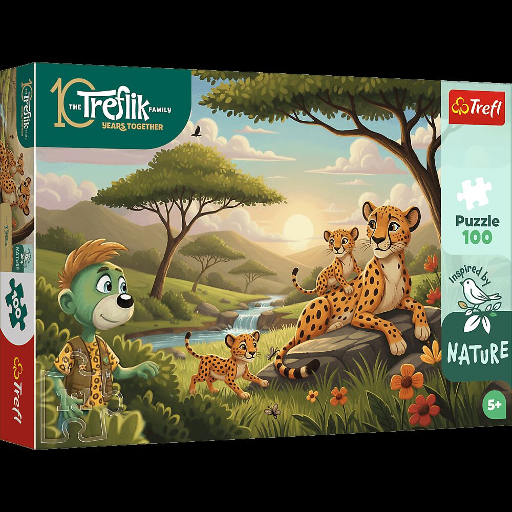 Puzzle 100 Inspired By Nature Gepardy Rodzina Treflików 16592