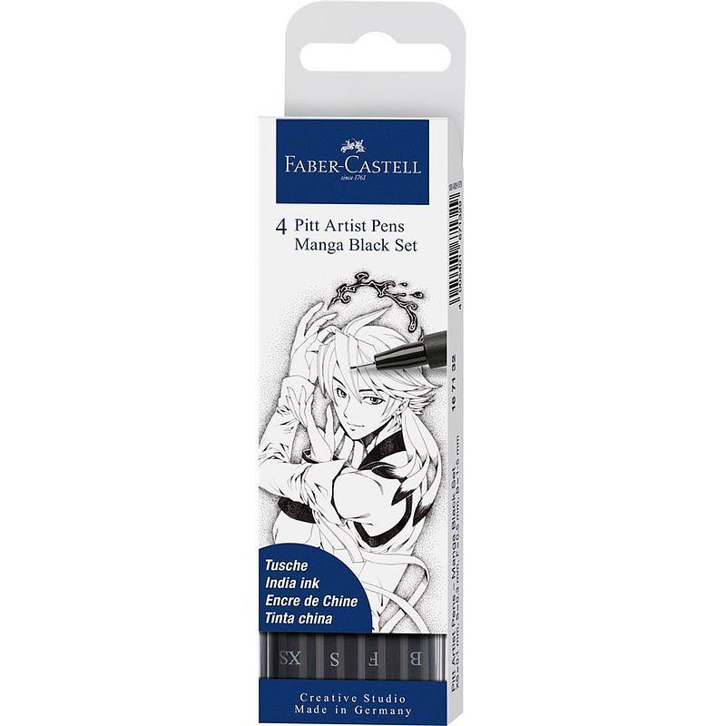 Pisaki faber-castell pitt artist pen manga 4 sztuki czarne