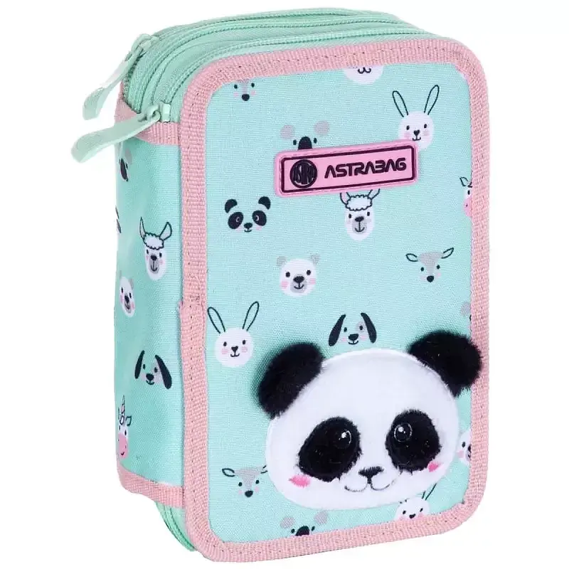 Piórnik JUMBO potrójny z wyposażeniem ASTRABAG TEDDY PANDA, AC31