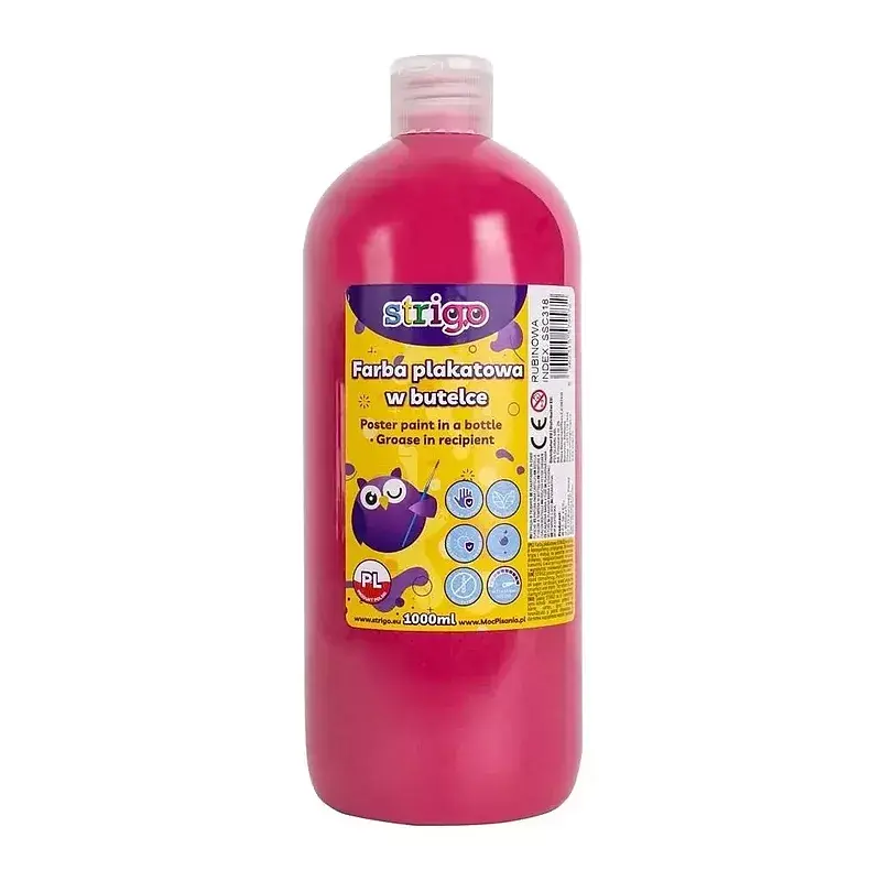 Farba plakatowa strigo butelka 1000 ml rubinowy