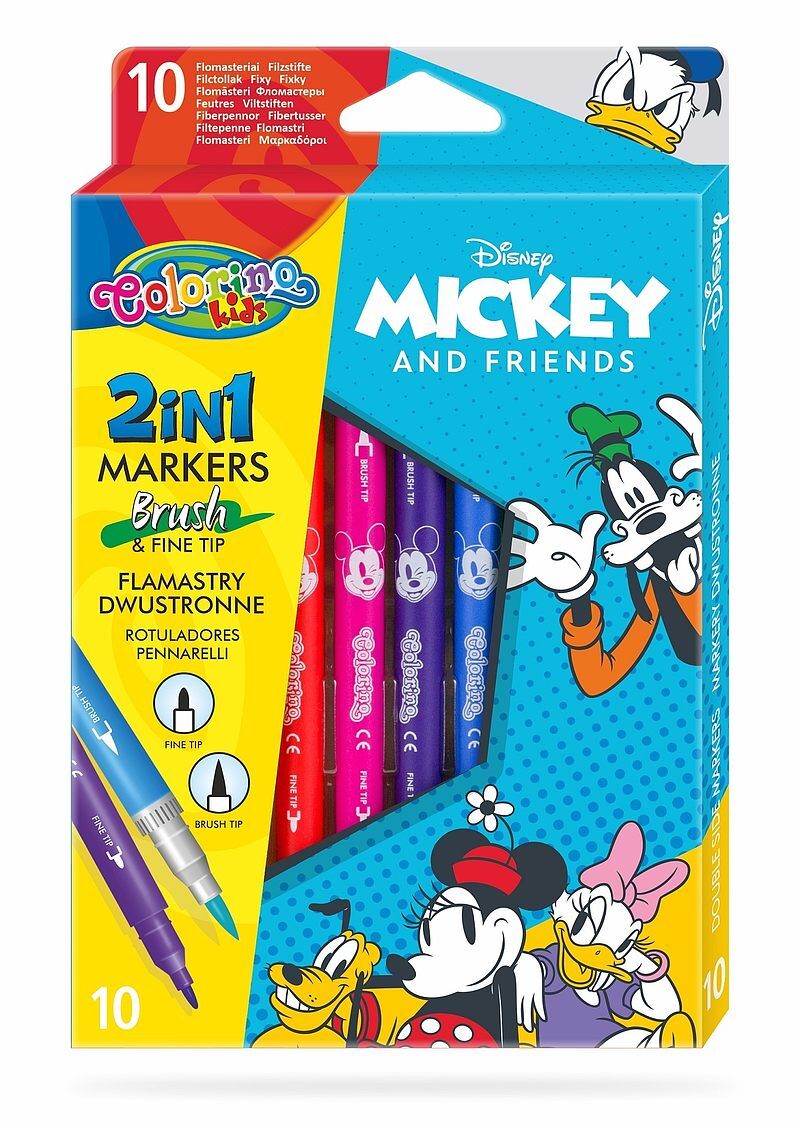 Flamastry dwustronne colorino kids 10 kolorów mickey