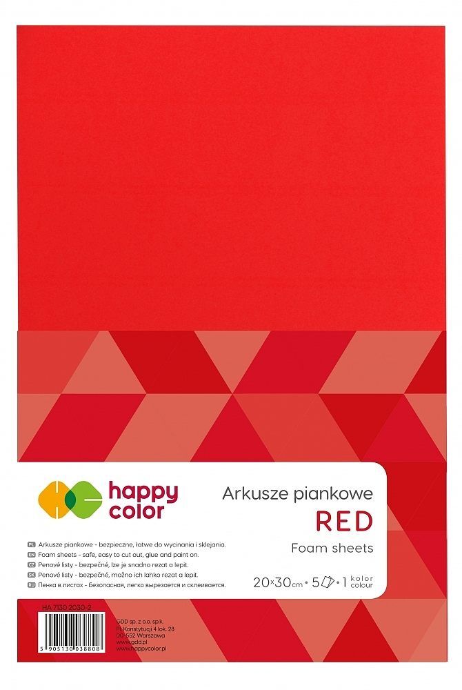 Arkusze piankowe happy color a4 czerwony 5 arkuszy