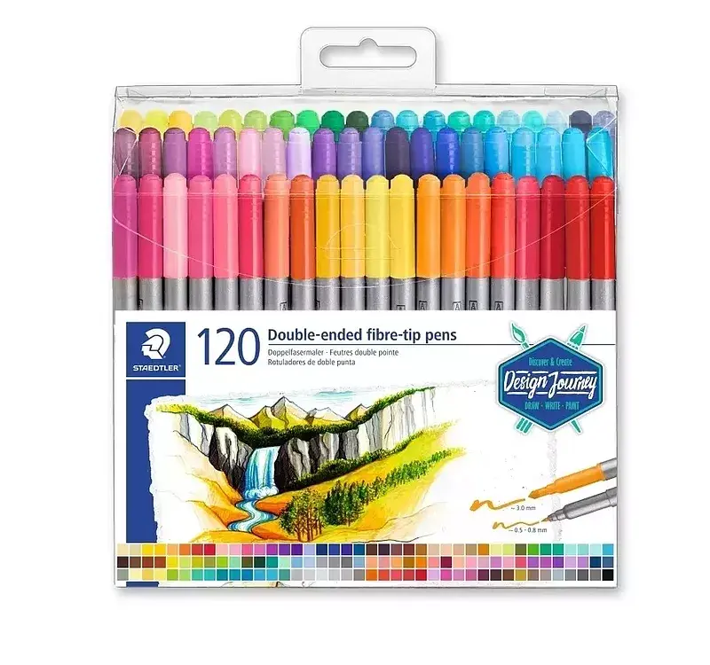 Flamastry dwustronne design journey 120 kolorów staedtler