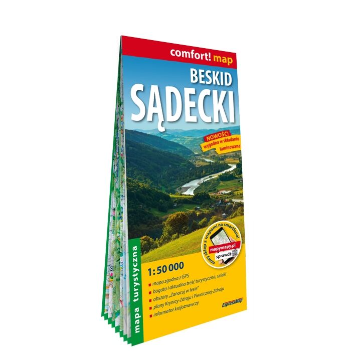 Beskid Sądecki mapa turystyczna 1:50 000 laminat 2024