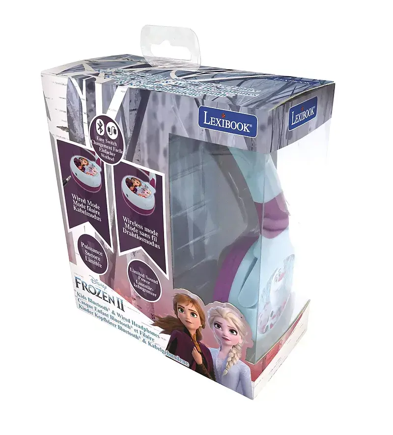 Składane słuchawki frozen 2 w 1 bluetooth i przewodowe z zabezpieczeniem głośności dla dzieci hpbt010fz