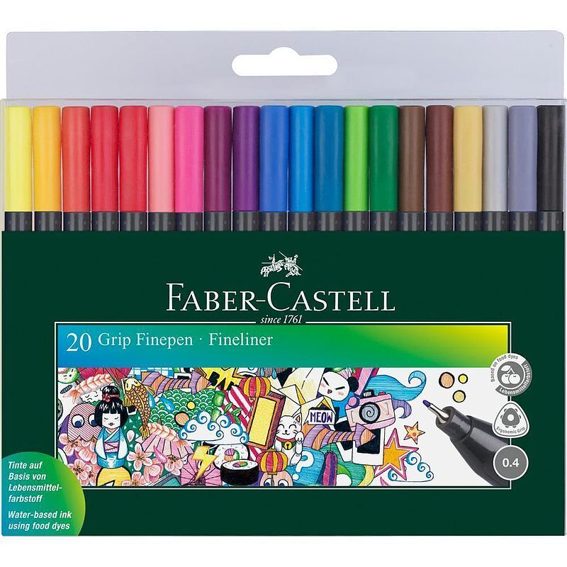 Cienkopisy faber-castell grip 20 kolorów