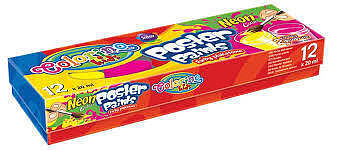Farby colorino kids plakatowe 12 kolorów neon 20 ml