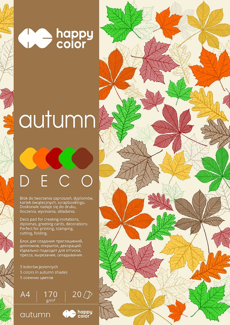 Blok happy color deco autumn a4 5 kolorów 20 arkuszy 170g jesienny
