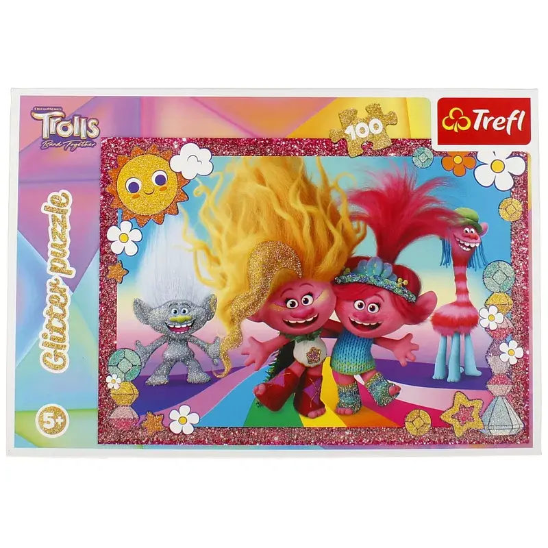 Puzzle 100 glitter błyszczące trolle 14829