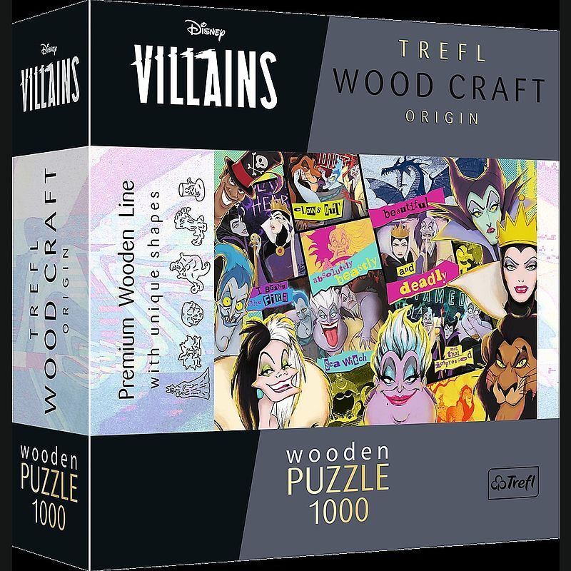 Puzzle 1000 drewniane zlot złoczyńców disney villains 20167
