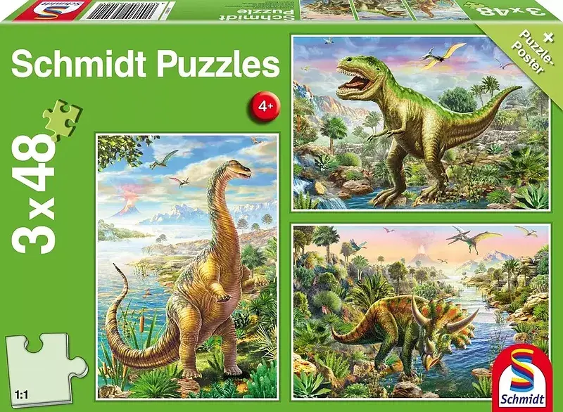 Puzzle 3 x 48 dinozaury 106596