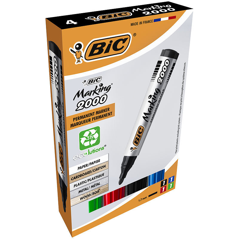 Marker bic marking 2000 ecolutions mix ast okrągła końcówka pudełko 4szt