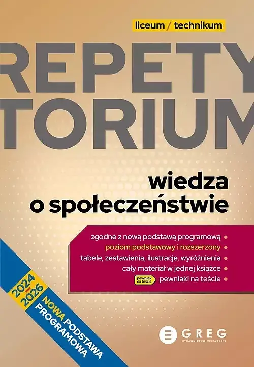 Repetytorium - liceum/technikum - wiedza o społeczeństwie - 2024-2026
