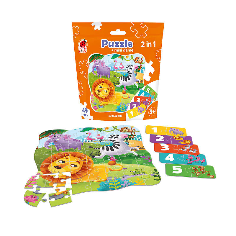 Puzzle 49 saszetka zoo + mini gra rk1140-06