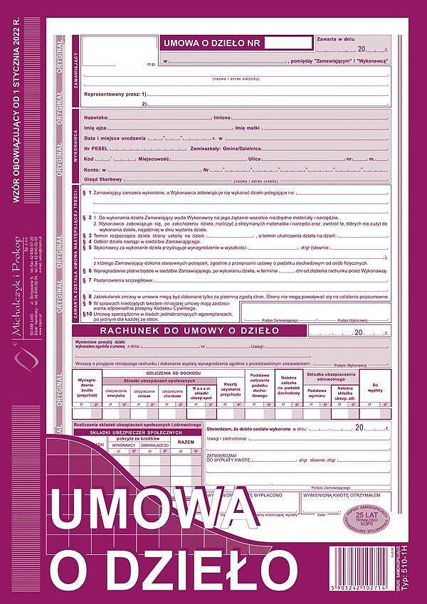 Ud umowa o dzieło a4