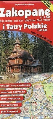 Zakopane plan miasta 1:11 000 i tatry polskie 1:40 000 mapa wodoodporna