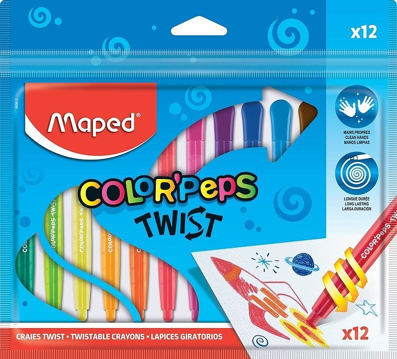 Kredki świecowe maped wykręcane twist 12 kolorów