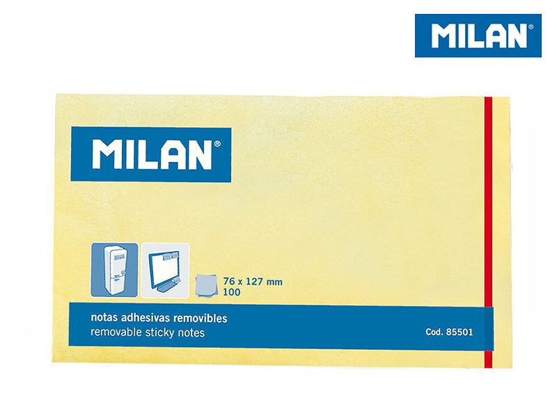 Karteczki samoprzylepne milan żółte 127 x 76 mm, 100 szt