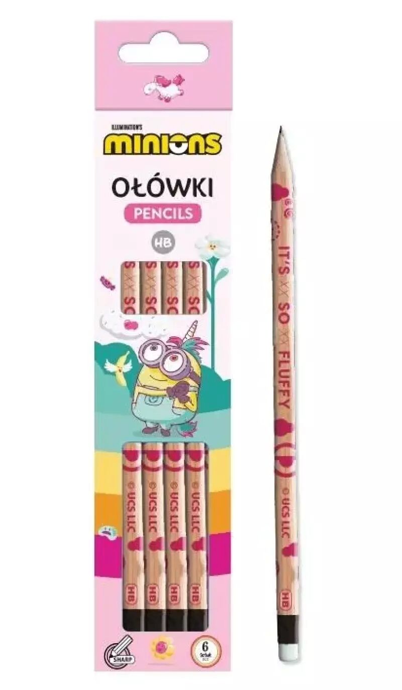 Ołówek z gumką Minionki w kartoniku 6 sztuk