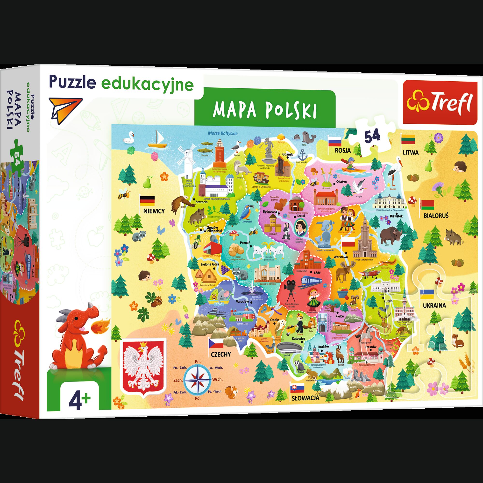 Puzzle 54 Edukacyjne mapa Polski nowa pl 15556