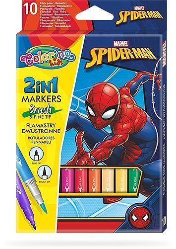 Flamastry dwustronne colorino kids 10 kolorów spiderman