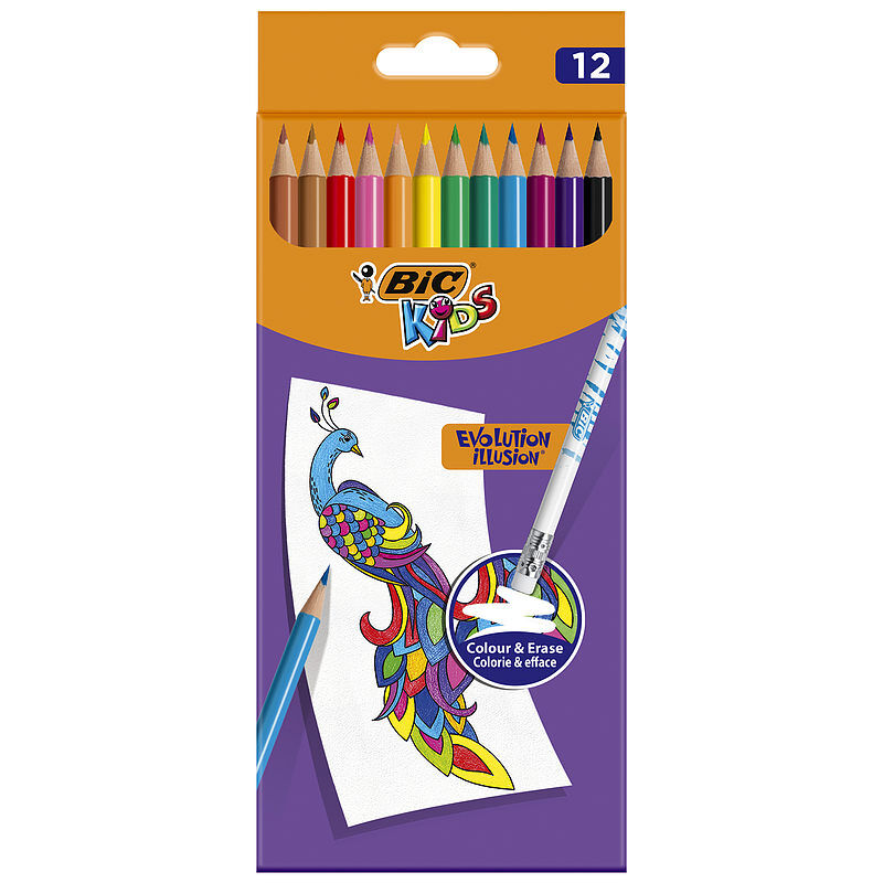 Kredki bic kids evolution illusion ołówkowe pudełko 12 kolorów
