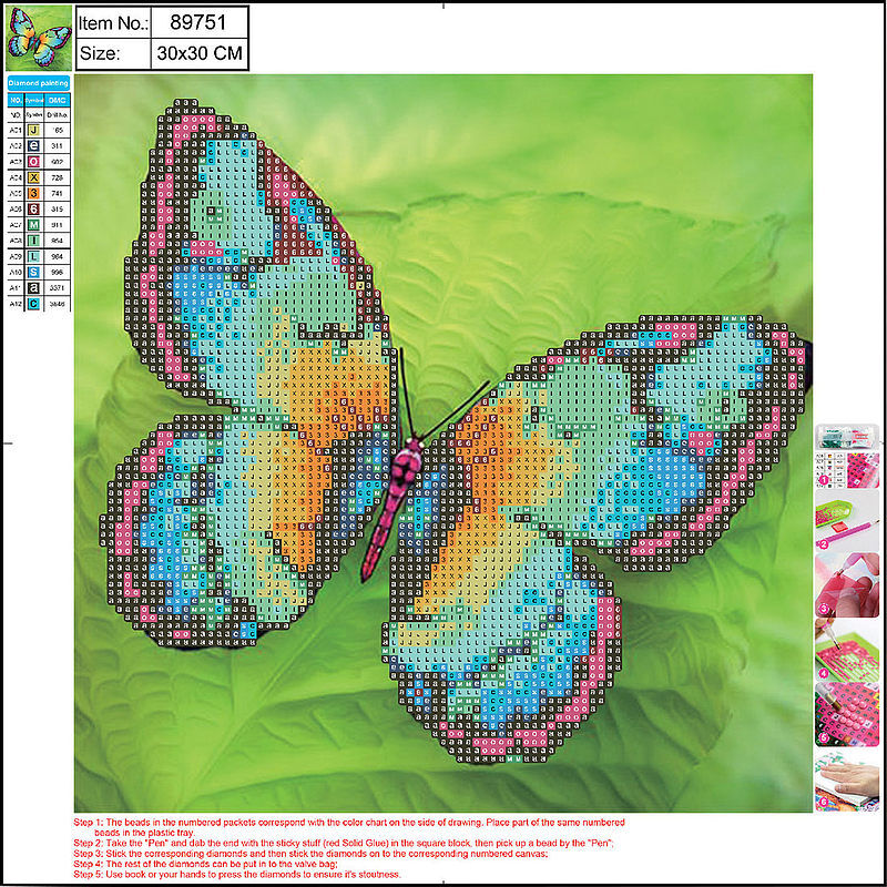 Mozaika diamentowa 5d kit 30x30 cm butterfly 89751 centrum
