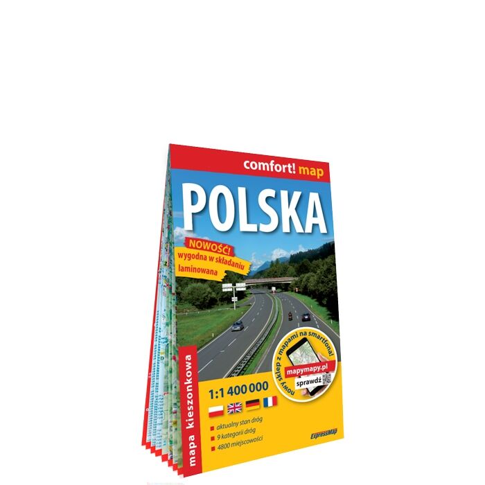 Polska mapa samochodowa 1:1 400 000 laminat midi 2022