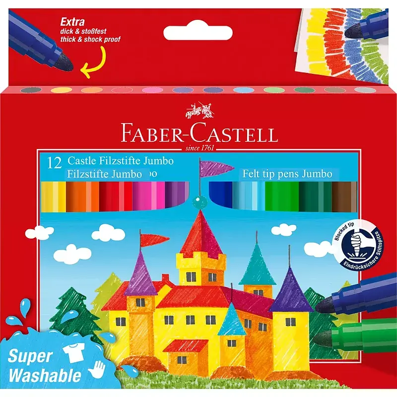 Flamastry jumbo faber-castell zamek 12 kolorów