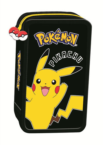 Piórnik 3 komorowy z wyposażeniem Pokemon