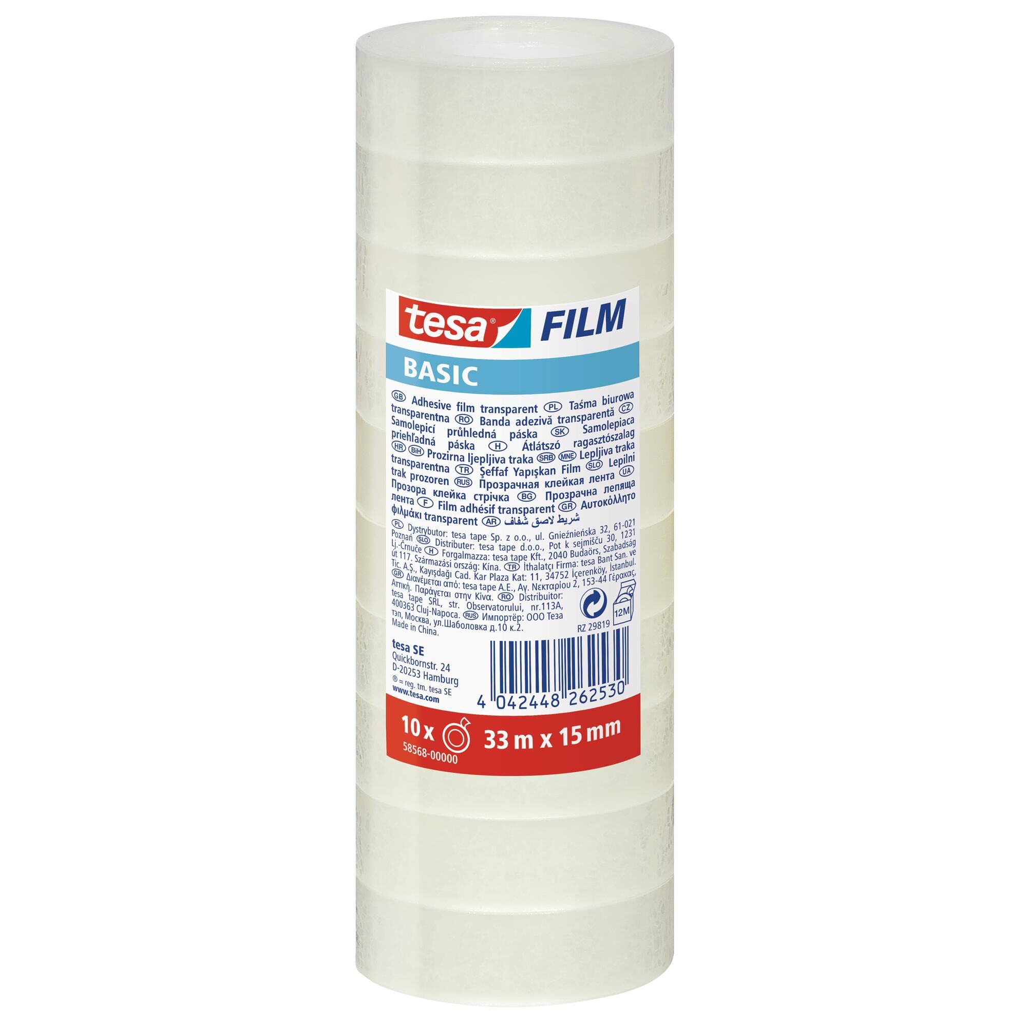 Taśma biurowa Tesa Basic słupek 10 szt. 33mx15mm