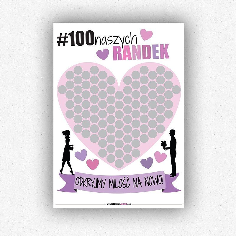 Plakat zdrapka dla par 100 naszych randek