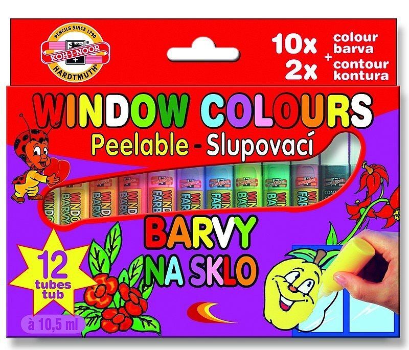 Farby koh-i-noor witrażowe 9739 10 kolorów +2 kontury 10,5ml