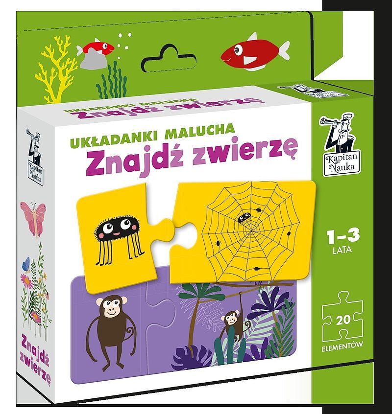 Znajdź zwierzę. Układanki malucha. Kapitan Nauka