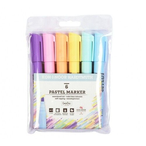 Markery pastelowe ścięte 6 kolorów