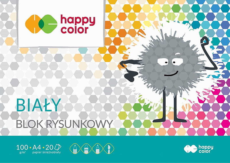 Blok rysunkowy biały a4 100g happy color pakiet 20sztuk
