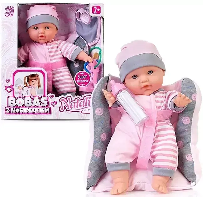 Lalka natalia bobas z nosidełkiem 28 cm