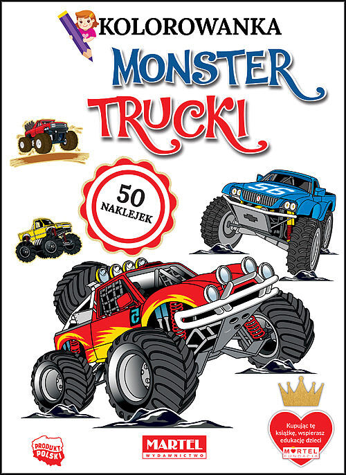 Monster trucki. Kolorowanki z naklejkami