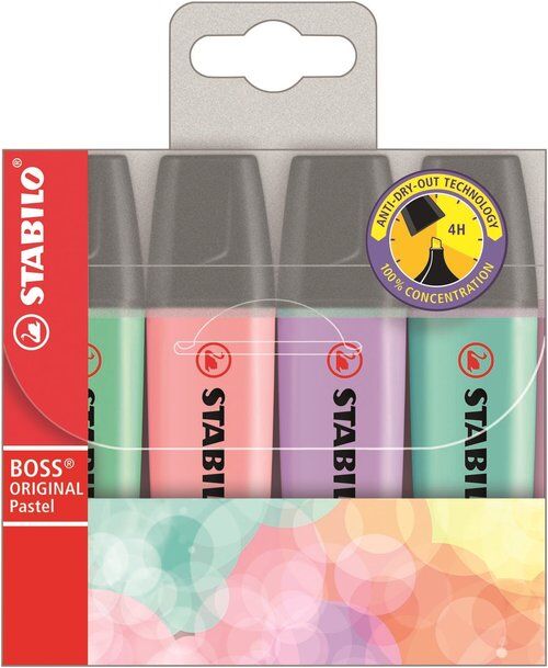 Zakreślacz Boss pastel etui 4 sztuki