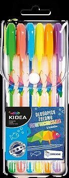 Długopisy kidea żelowe fluorescencyjne 6 kolorów