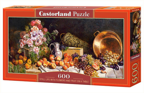 Puzzle Still Life with Flowers and Fruit on a Table 600