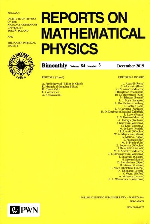 Reports on Mathematical Physics 84/3 2019 Kraj