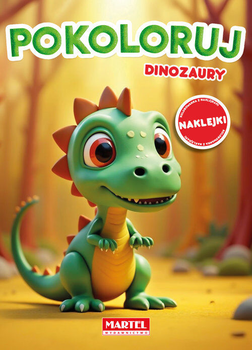 Pokoloruj dinozaury. Kolorowanka z naklejkami