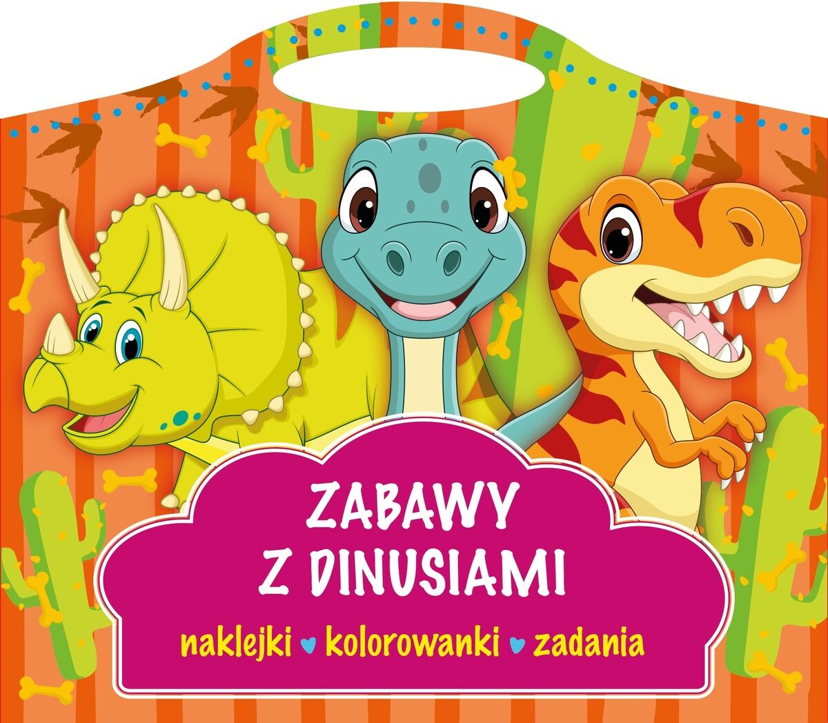 Zabawy z dinusiami. Naklejki, kolorowanki, zadania