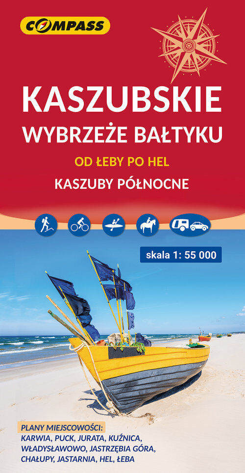 Kaszubskie wybrzeże Bałtyku - od Łeby po Hel. Mapa turystyczna w skali 1:55 000