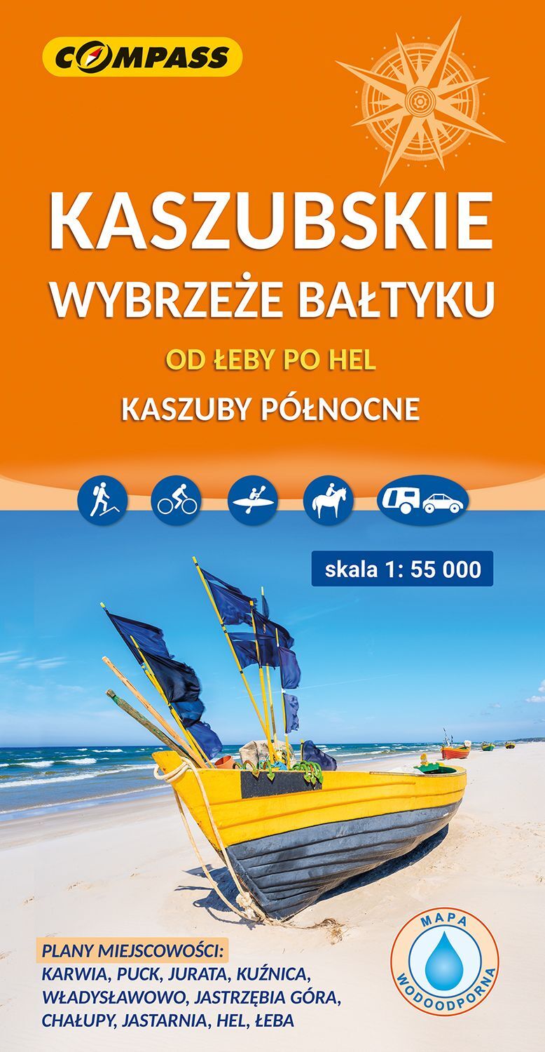 Kaszubskie wybrzeże Bałtyku – od Łeby po Hel. Mapa turystyczna w skali 1:55 000 (wersja wodoodporna)