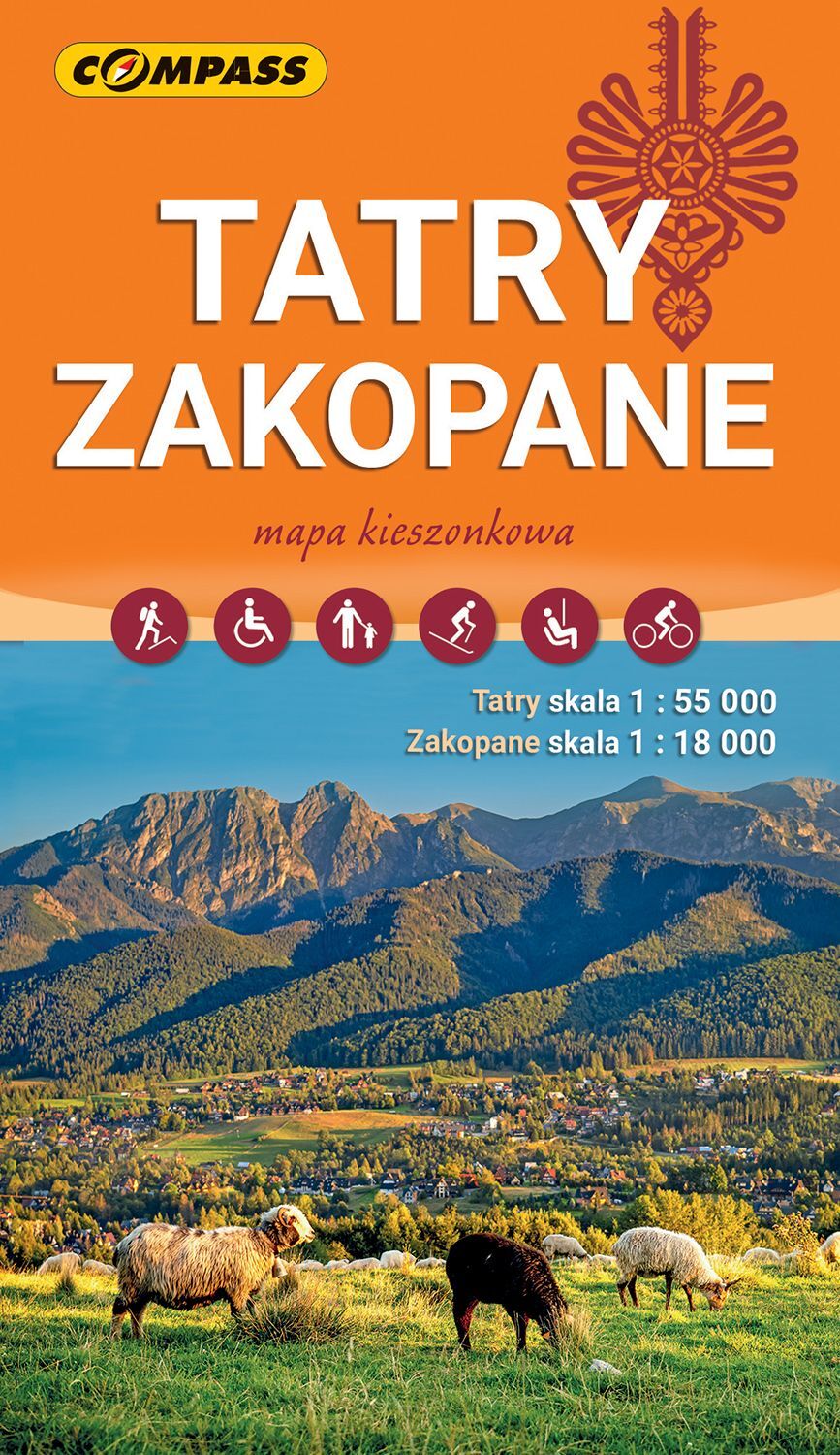 Tatry, Zakopane. Mapa kieszonkowa w skali 1:55 000 (wersja wodoodporna)